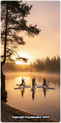 Nybörjarkurser SUP Yoga hos Kajakboden. Prova på S.U.P Yoga hos Kajakboden.